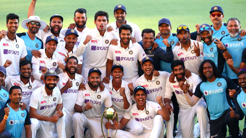 Pant celebrating after the historic Gabba win