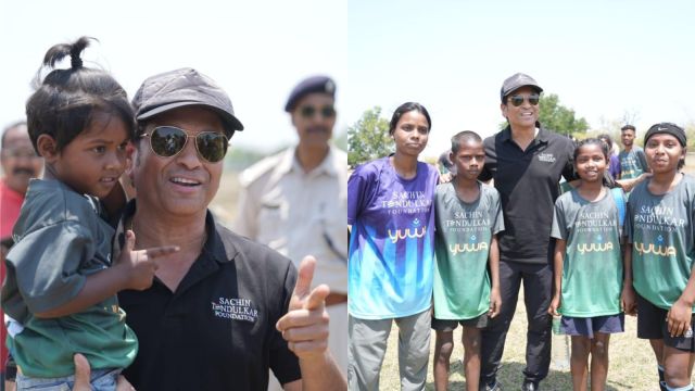 Sachin with children from his foundation